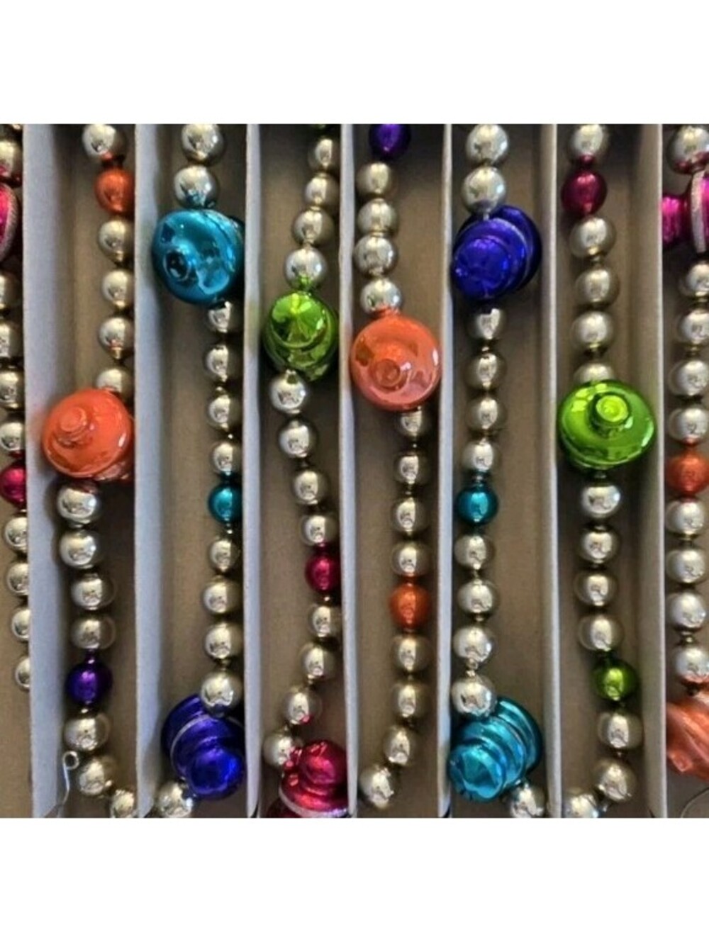 Shiny Brite Christopher Radko Christmas Glass Lantern Garland In Box, 7 ft, Mint